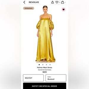 Caroline Constas Palmer Maxi Dress in Gold - Size Large